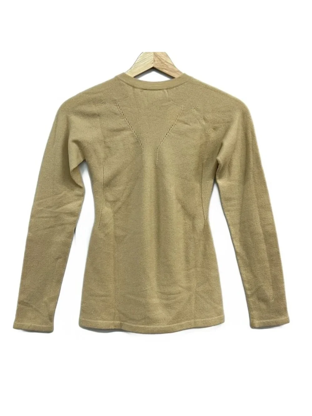 Chanel Long Sleeve Sweater M p Beige Cashmere 38